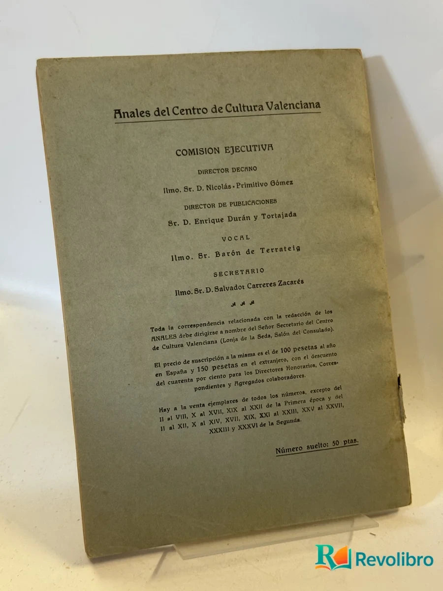 Foto 2 de Anales del Centro de Cultura Valenciana de D. Vincent Bardín Almela, libro de segunda mano