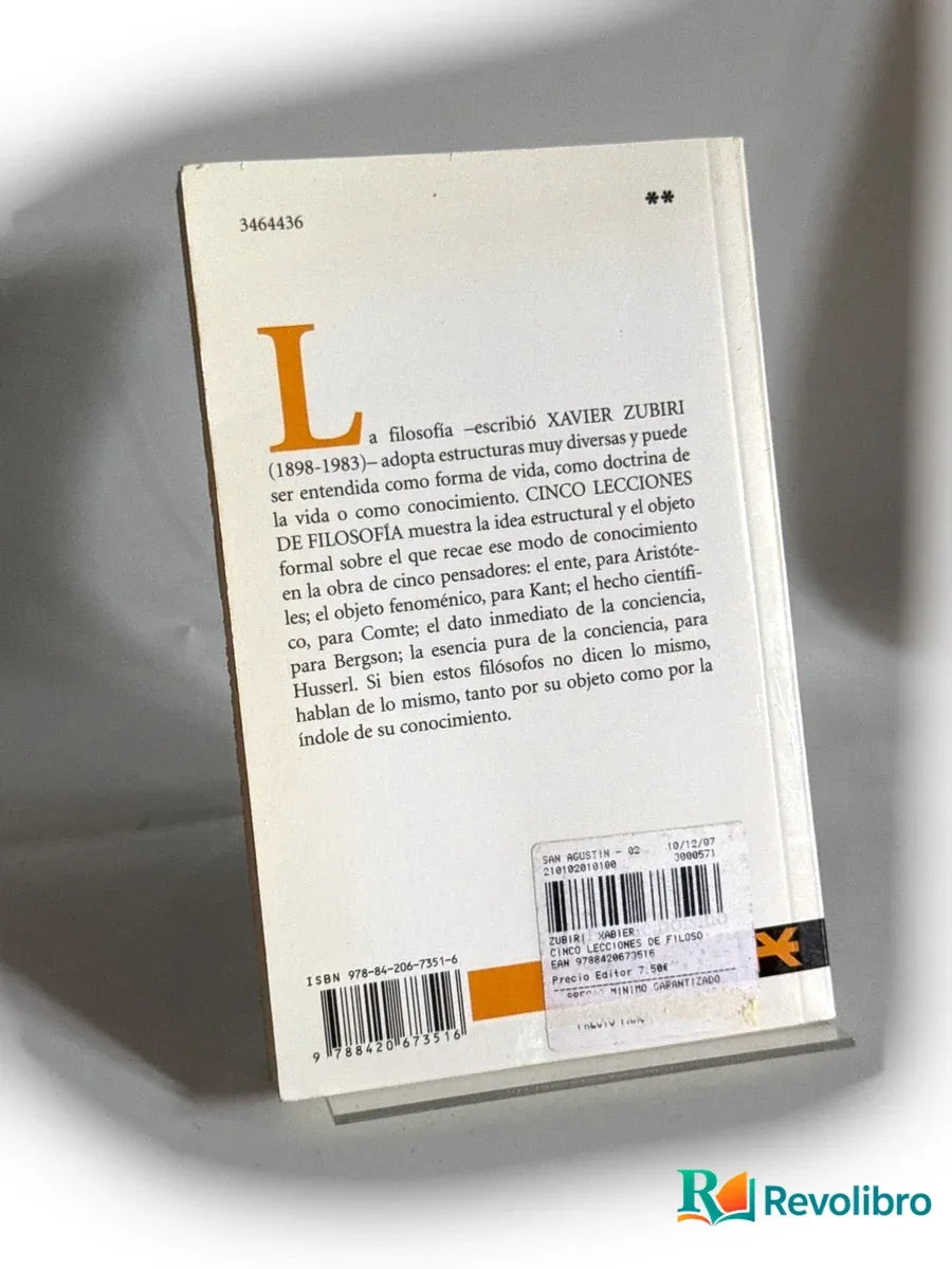 Foto 2 de Cinco lecciones de filosofía de Xavier Zubiri, libro de segunda mano