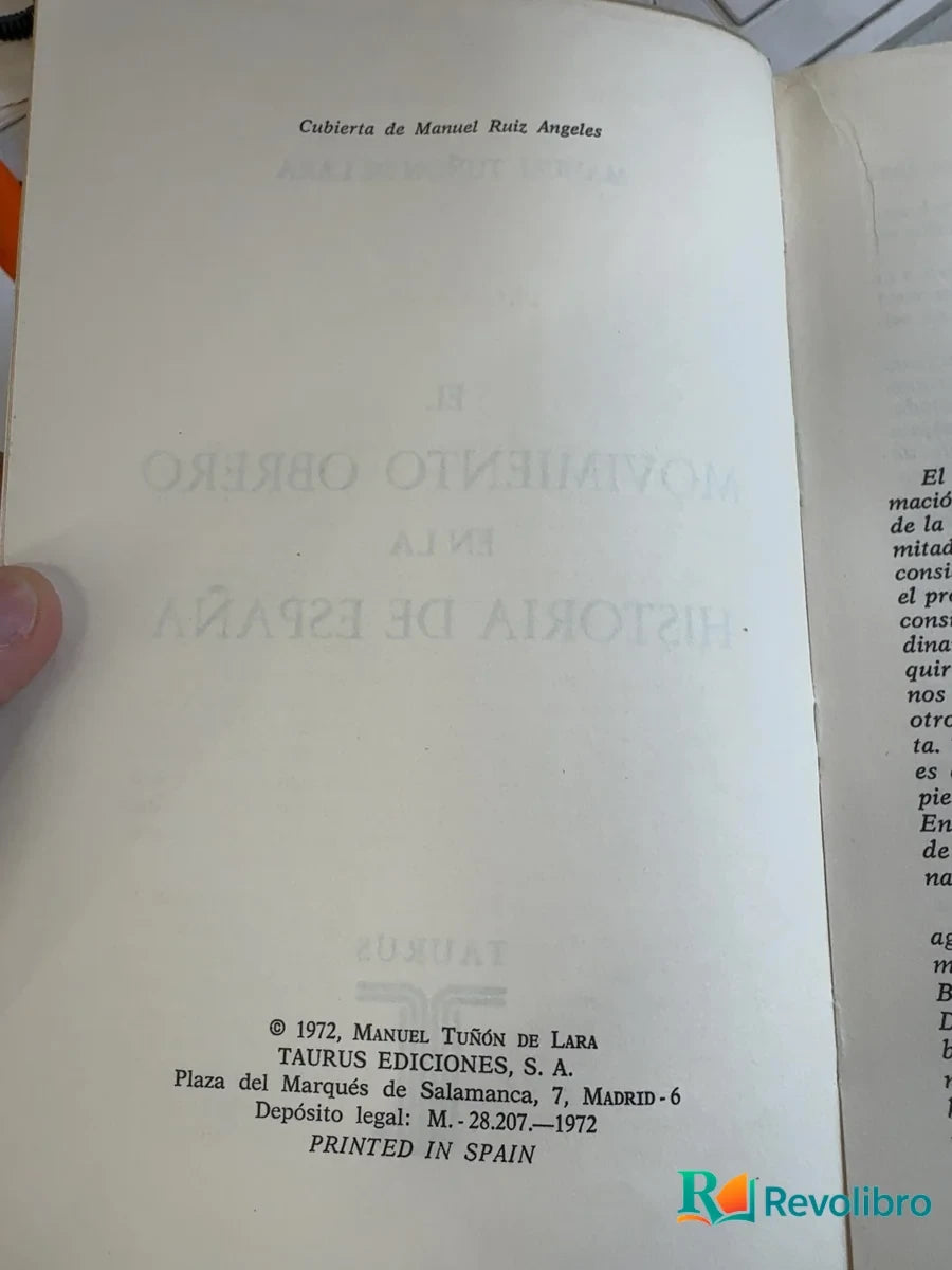 Foto 3 de El movimiento obrero en la historia de España - 1ª edición de Manuel Tuñón de Lara, libro de segunda mano