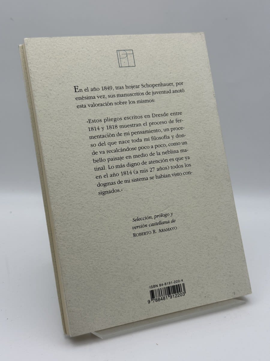 Foto 2 de Escritos inéditos de juventud de Arthur Schopenhauer, libro de segunda mano