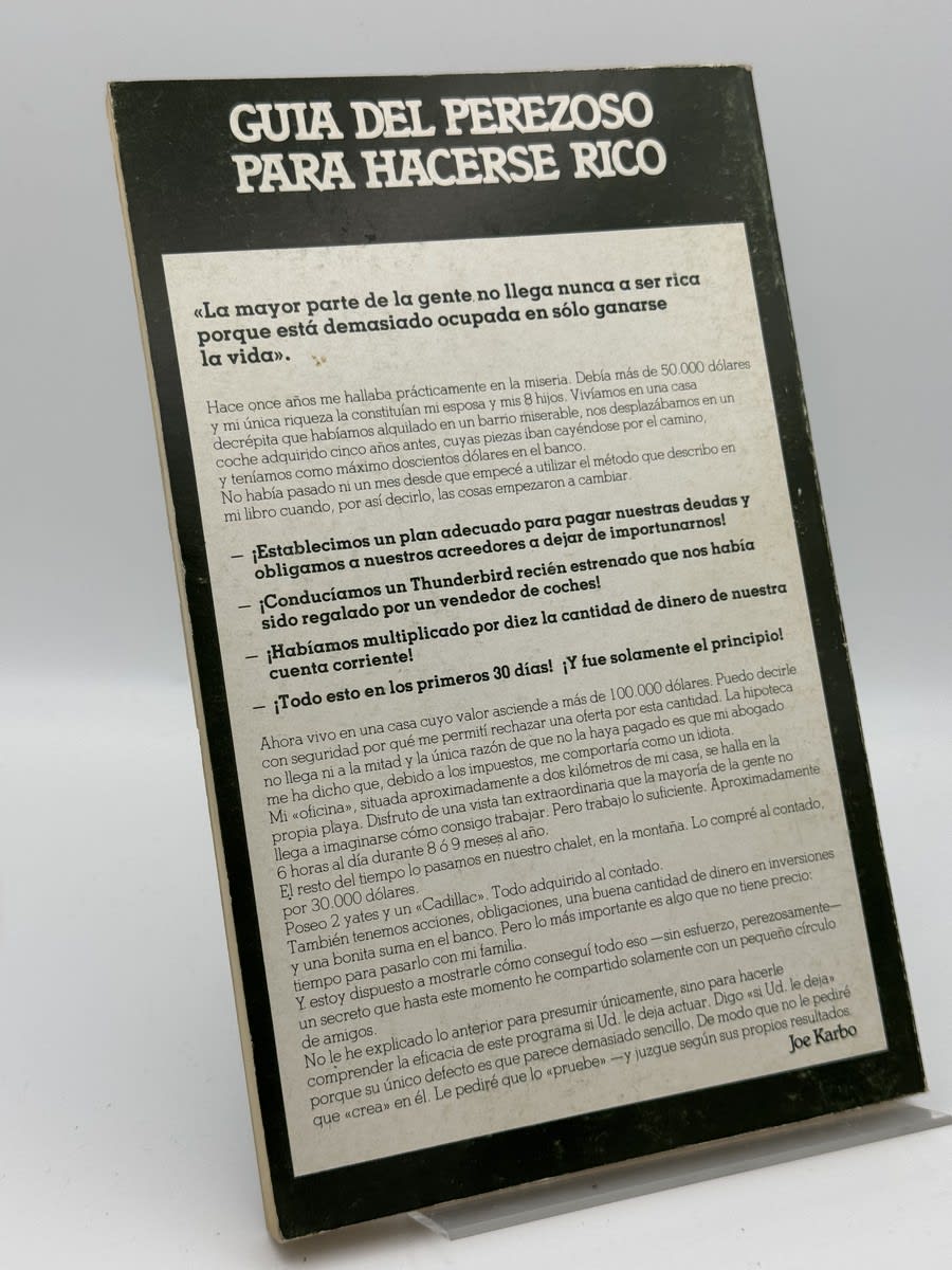 Foto 2 de Guia del perezoso para hacerse rico - Joe Karbo de Joe Karbo, libro de segunda mano