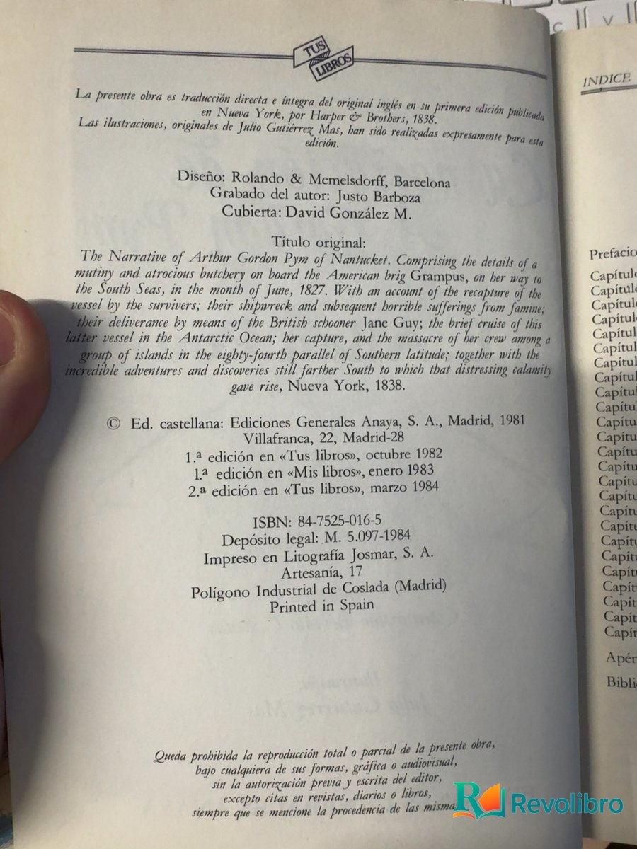 Foto 4 de La narración de A. Gordon Pym de Edgar Allan Poe, libro de segunda mano