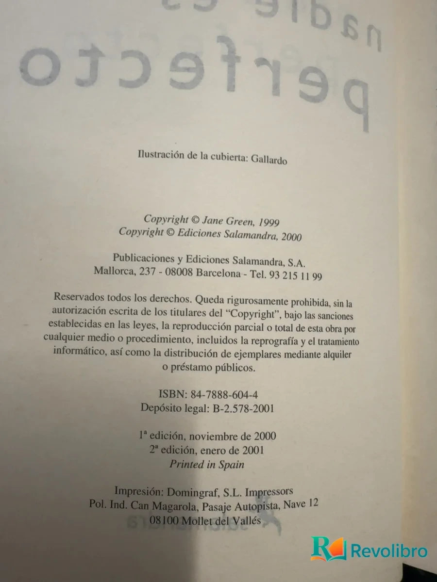 Foto 3 de Nadie Es Perfecto de Jane Green, libro de segunda mano