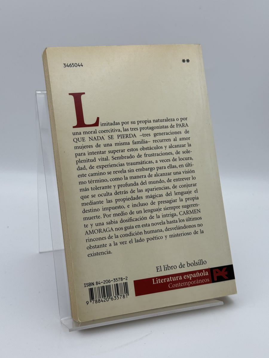 Foto 2 de Para que nada se pierda de Carmen Amoraga, libro de segunda mano