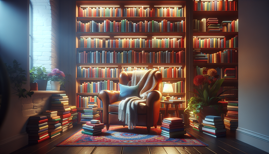 Imagen destacada: a cozy reading nook with books, a comfortable chair, and soft lighting, inviting for teenagers