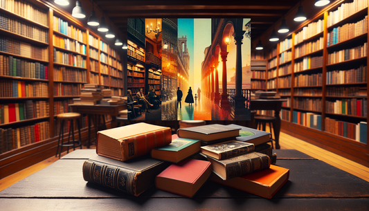 Imagen destacada: A split image showing a stack of classic books on one side and popular movie scenes from adaptations on the other, vibrant colors.