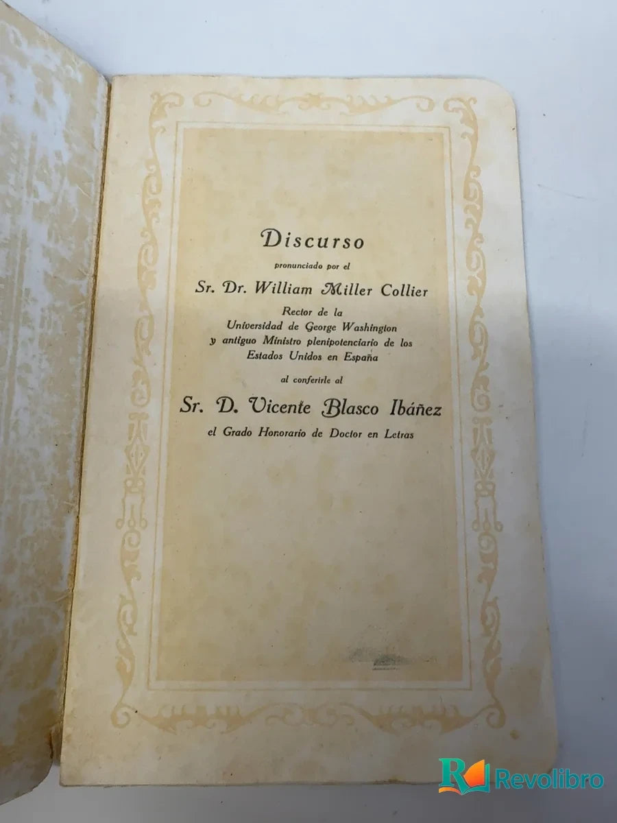 Foto 2 de A D. Vicente Blasco Ibáñez en su homenaje celebrado en Valencia en el mes de mayo de 1921 de William Miller Collier, libro de segunda mano