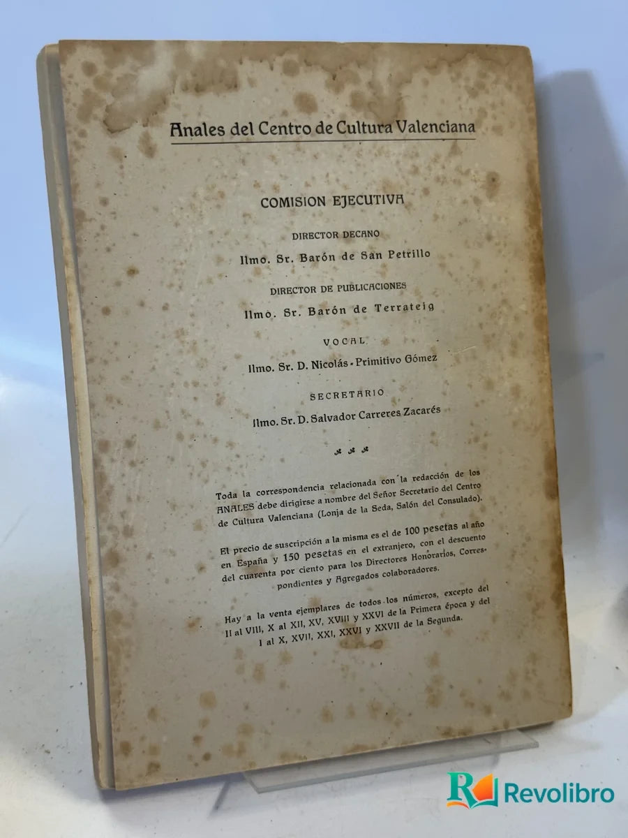 Foto 4 de Anales del Centro de Cultura Valenciana de D. Vicente Genovés Amorós, libro de segunda mano