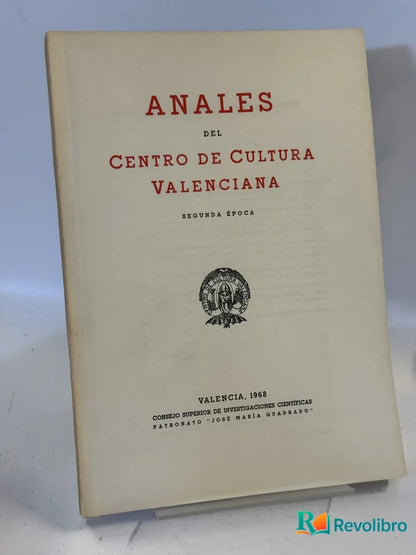 Portada de Anales del Centro de Cultura Valenciana de El Sr. En Martí Domínguez, libro de segunda mano
