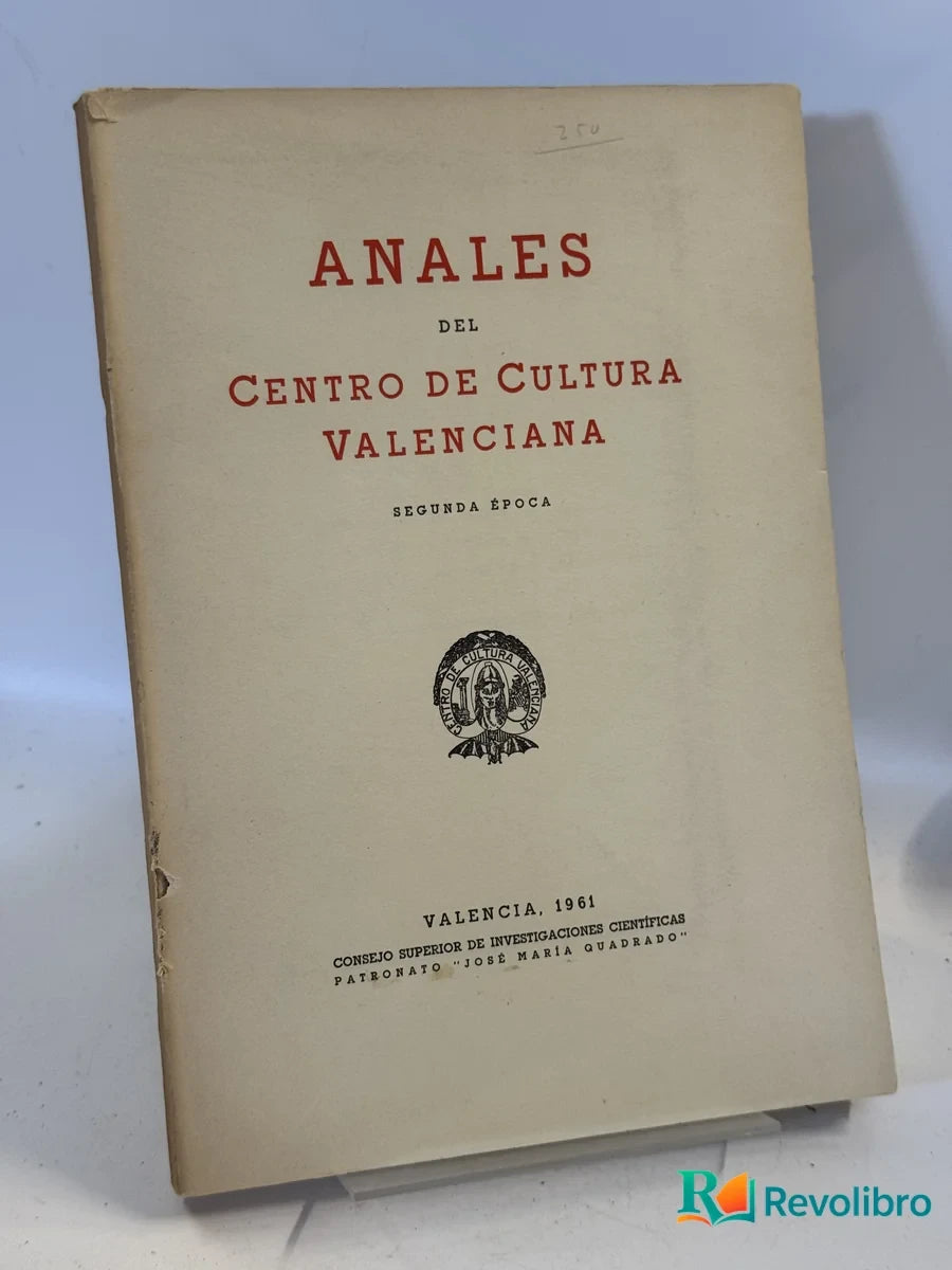 Portada de Anales del Centro de Cultura Valenciana de Francisco Almela y Vives, libro de segunda mano