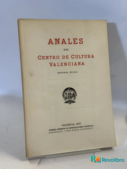Portada de Anales del Centro de Cultura Valenciana de Comité Superior de Investigaciones Científicas Patronato - José María Quadra, libro de segunda mano