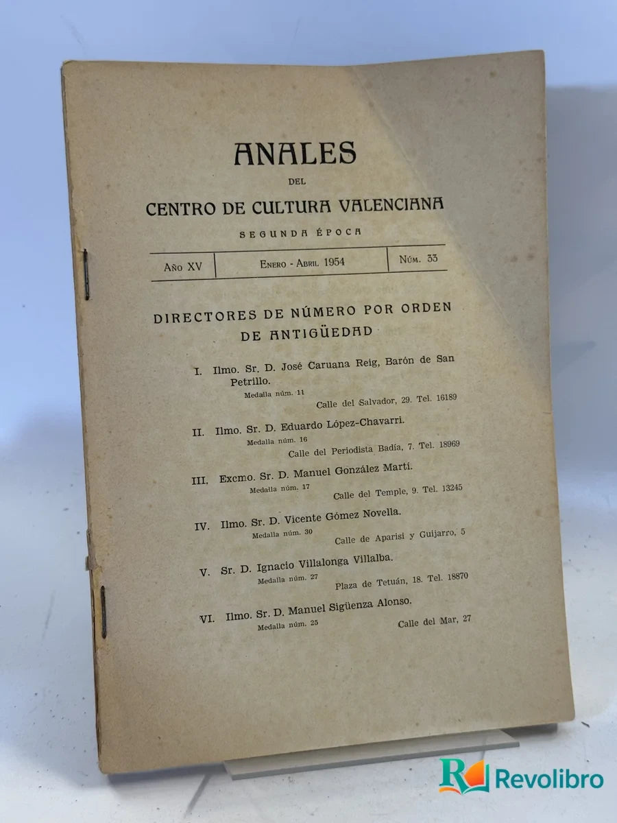 Portada de Anales del Centro de Cultura Valenciana de No disponible, libro de segunda mano