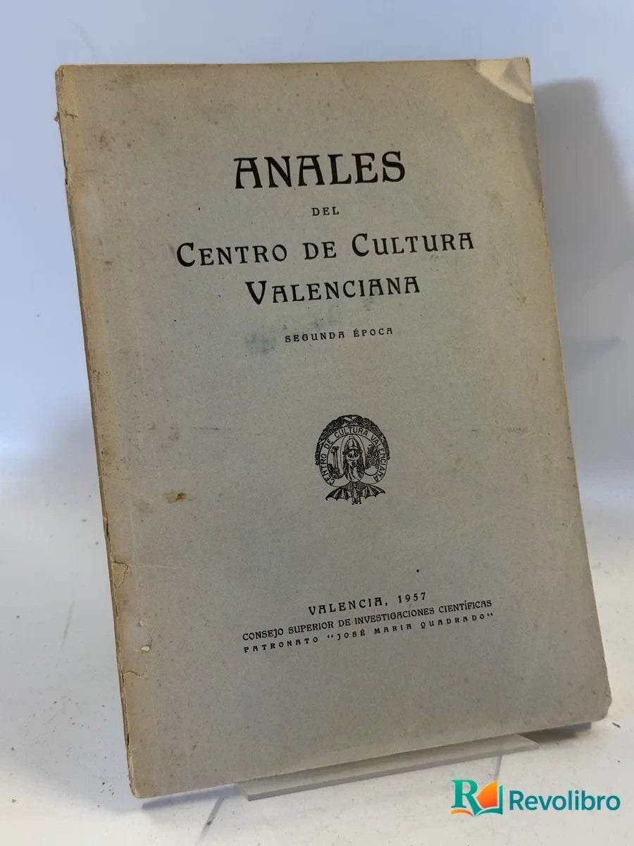 Portada de Anales del Centro de Cultura Valenciana de Ilmo. Sr. D. Salvador Roda Soriano, libro de segunda mano
