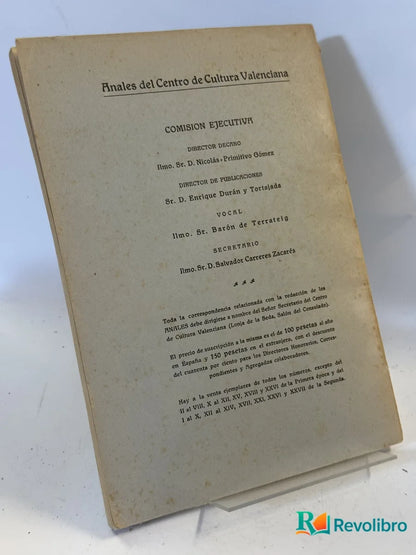 Foto 3 de Anales del Centro de Cultura Valenciana de Ilmo. Sr. D. Salvador Roda Soriano, libro de segunda mano