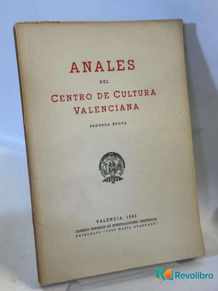 Portada de Anales del Centro de Cultura Valenciana de M. Sanchis Guarner, libro de segunda mano