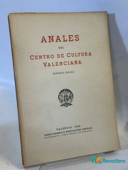 Portada de Anales del Centro de Cultura Valenciana de M. Sanchis Guarner, libro de segunda mano