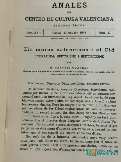 Foto 2 de Anales del Centro de Cultura Valenciana de M. Sanchis Guarner, libro de segunda mano