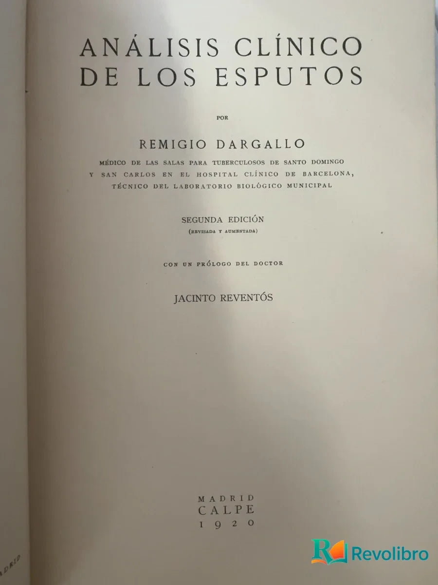 Foto 3 de Análisis clínico de los esputos de Remigio Dargallo, libro de segunda mano