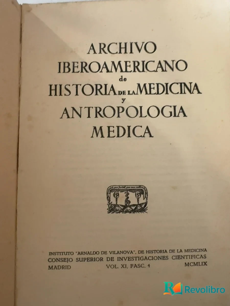Foto 3 de Archivo iberoamericano de historia de la medicina y antropología médica de Consejo Superior de Investigaciones Científicas, libro de segunda mano