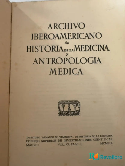 Foto 3 de Archivo iberoamericano de historia de la medicina y antropología médica de Consejo Superior de Investigaciones Científicas, libro de segunda mano