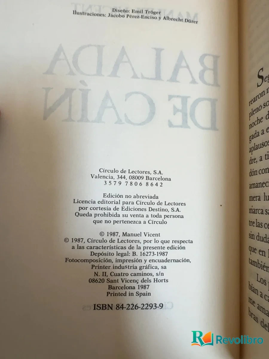 Foto 3 de Balada de Caín - 1ª edición de Manuel Vicent, libro de segunda mano