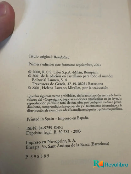 Foto 3 de Baudolino - 1ª edición de Umberto Eco, libro de segunda mano