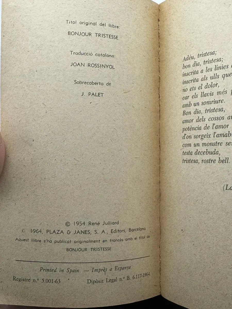 Foto 2 de BON DIA, TRISTESA de Françoise Sagan, libro de segunda mano