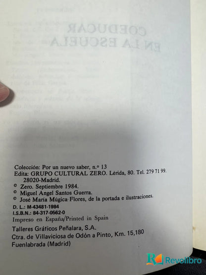 Foto 2 de Coeducar en la Escuela de Miguel Angel Santos Guerra, libro de segunda mano