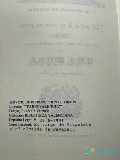 Foto 2 de Comedia nova en un acte, titulada el virgo de visanteta y el alcalde de favara de Una Musa, libro de segunda mano