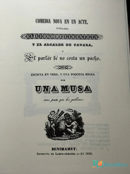 Foto 3 de Comedia nova en un acte, titulada el virgo de visanteta y el alcalde de favara de Una Musa, libro de segunda mano