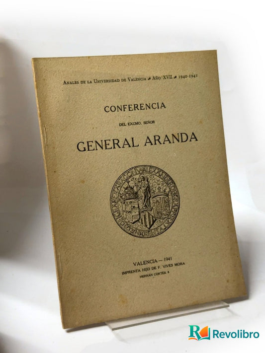 Portada de Conferencia del Excmo. señor general Aranda de General Aranda, libro de segunda mano