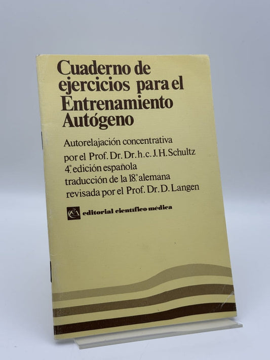 Cuaderno de ejercicios para el entrenamiento autógeno - Johanes Heinrich Schultz - Portada