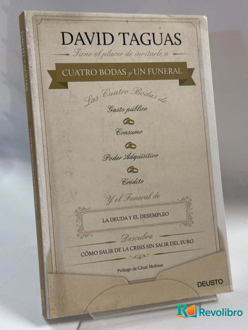 Portada de Cuatro bodas y un funeral - 1ª edición de David Taguas Coejo, libro de segunda mano
