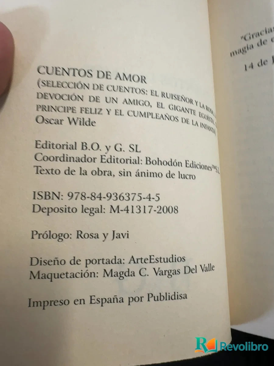 Foto 2 de Cuentos de Amor de Oscar Wilde, libro de segunda mano