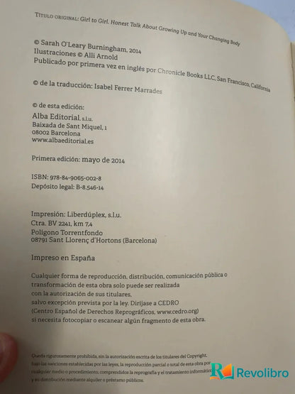 Foto 3 de De chica a chica - 1ª edición de Sarah O'Leary Burningham, libro de segunda mano