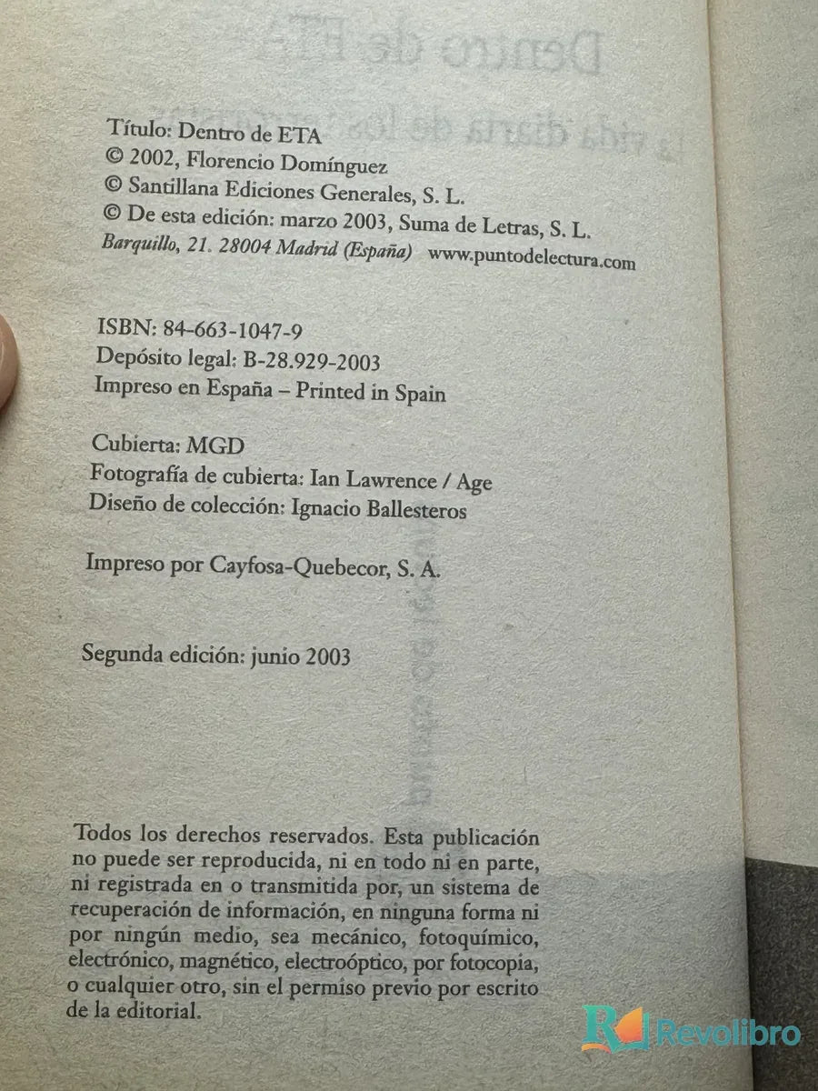 Foto 2 de Dentro de ETA de Florencio Domínguez, libro de segunda mano