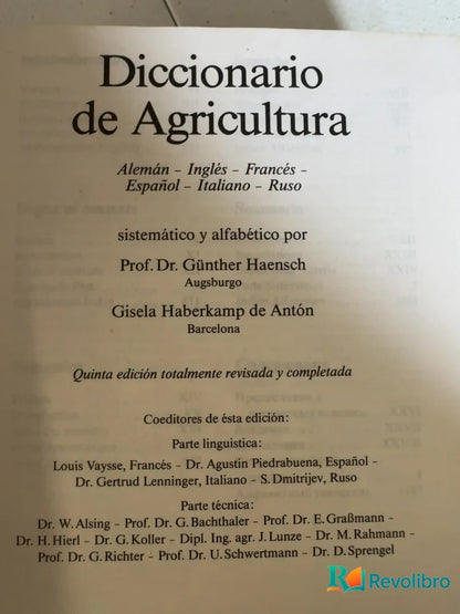 Foto 3 de Diccionario de agricultura de Haensch, libro de segunda mano