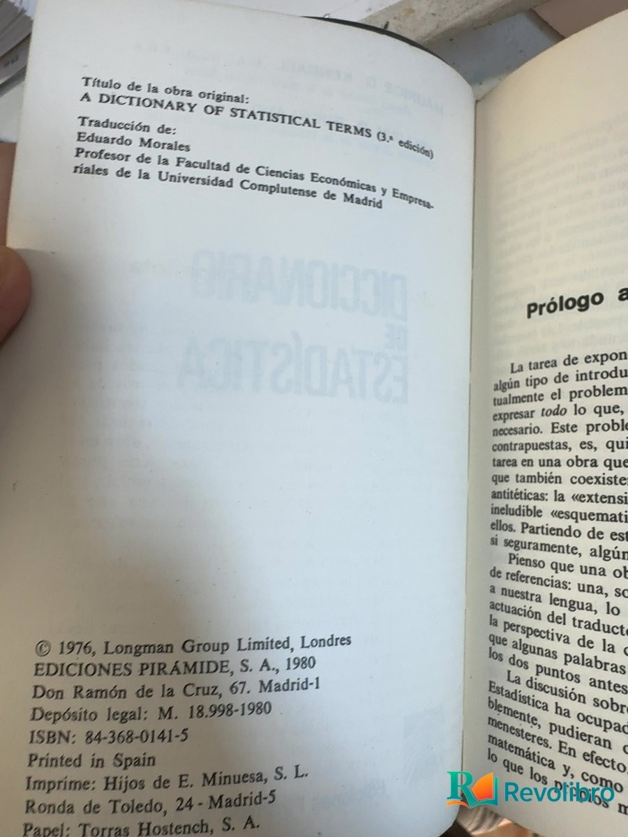 Foto 4 de Diccionario de estadística - 1ª edición de Maurice G. Kendall, libro de segunda mano