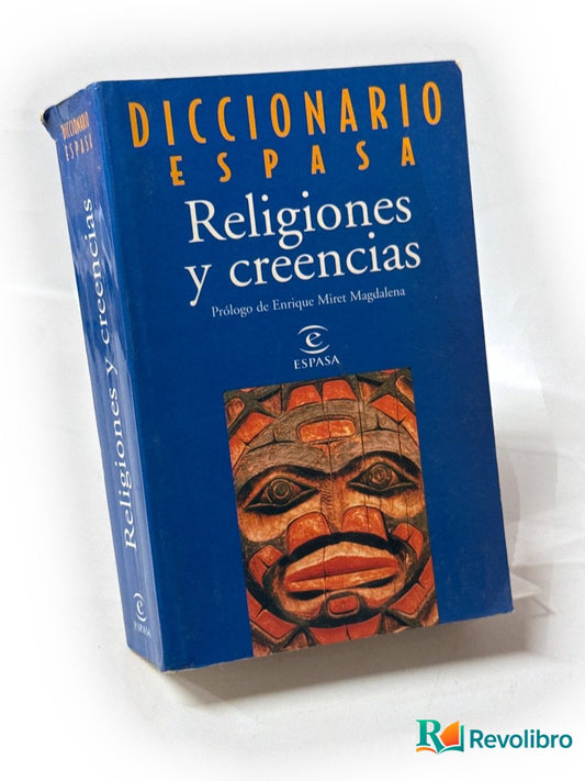 Portada de Diccionario Espasa religiones y creencias de Enrique Miret Magdalena, libro de segunda mano