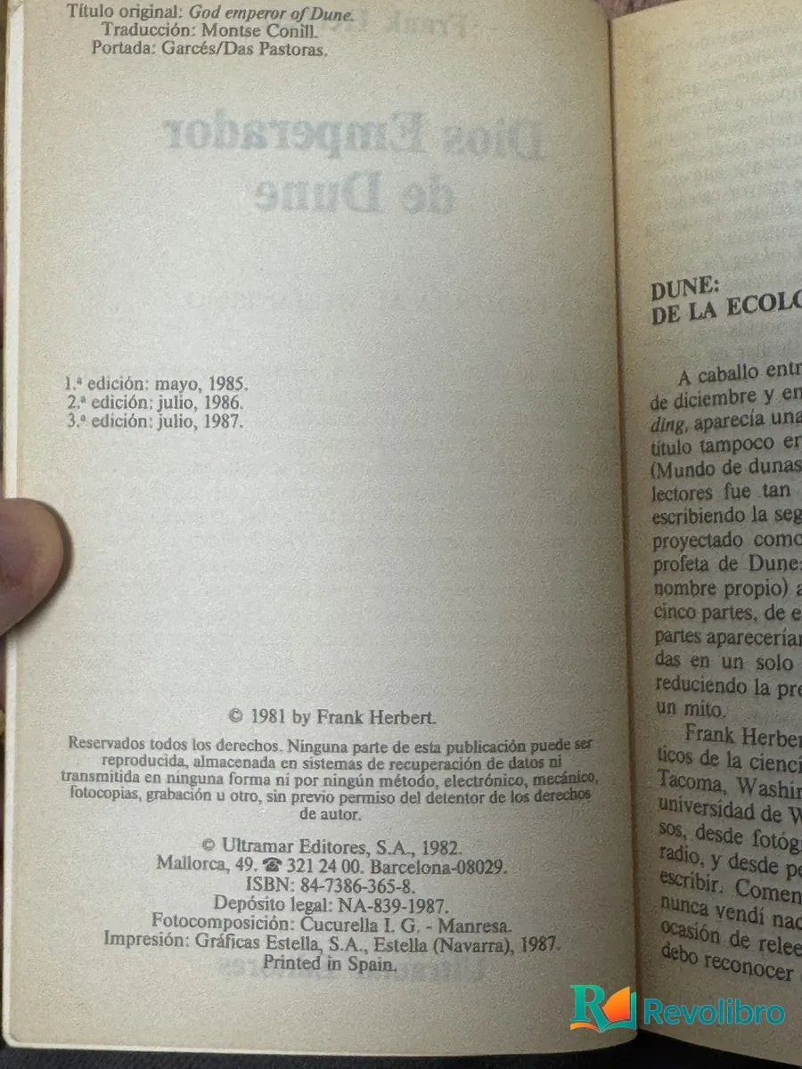 Foto 2 de Dios emperador de Dune de Frank Herbert, libro de segunda mano
