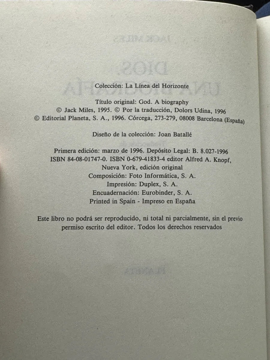 Foto 2 de Dios de Jack Miles, libro de segunda mano