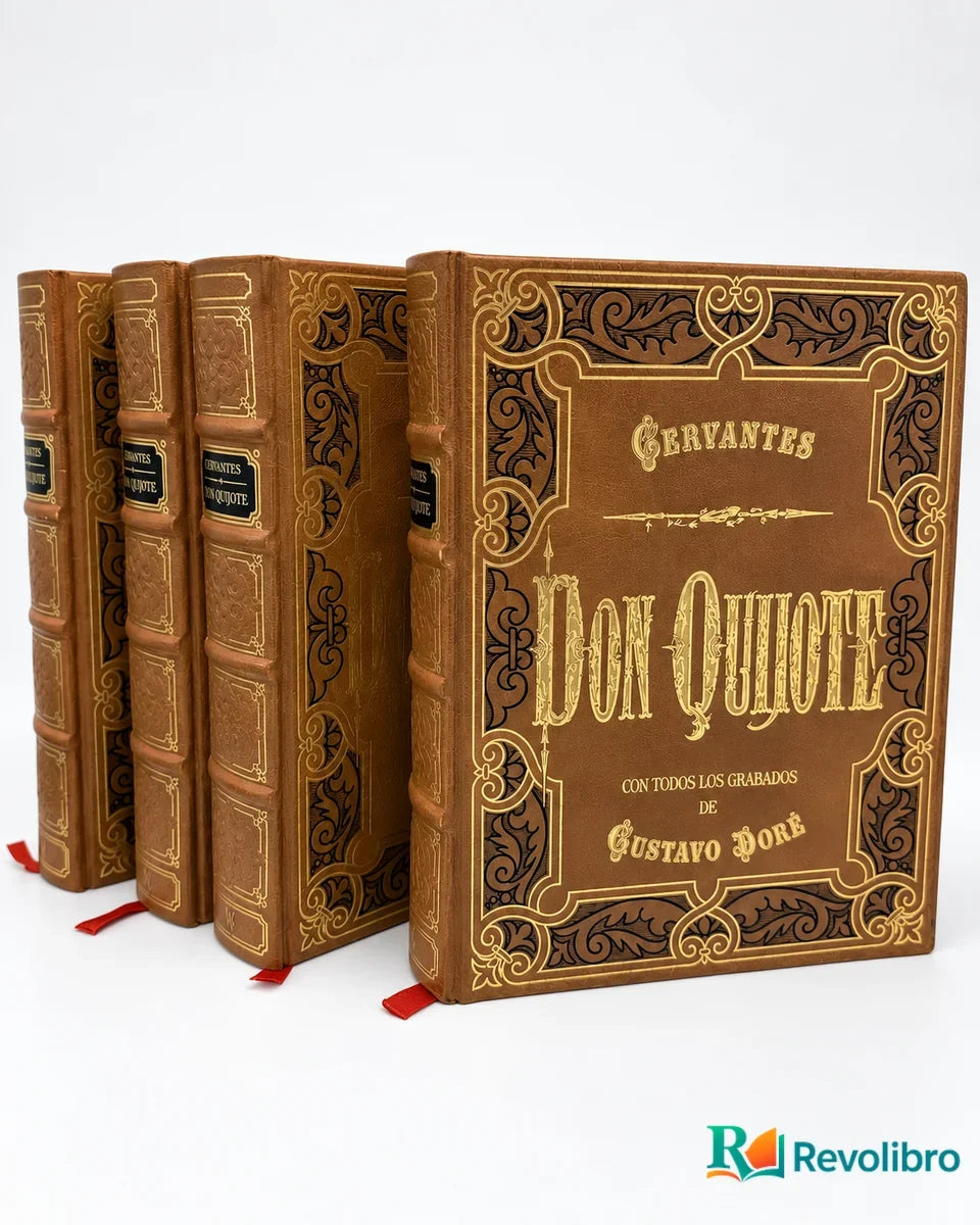 Portada de DON QUIJOTE DE LA MANCHA – 4 TOMOS COMPLETOS de Cervantes, libro de segunda mano