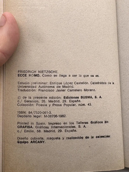 Foto 2 de Ecce homo de Friedrich Wilhelm Nietzsche, libro de segunda mano