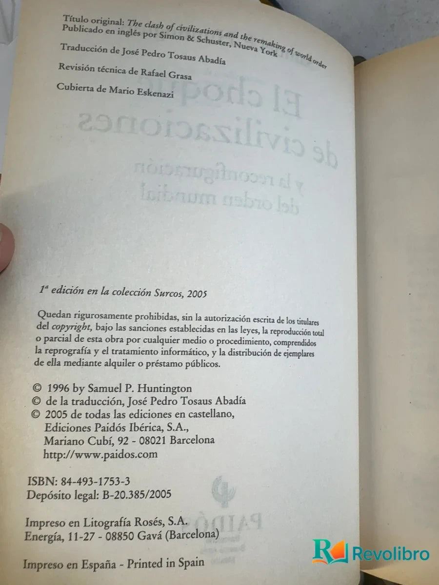 Foto 4 de El choque de civilizaciones y la reconfiguración del orden mundial - 1ª edición de Samuel P. Huntington, libro de segunda mano