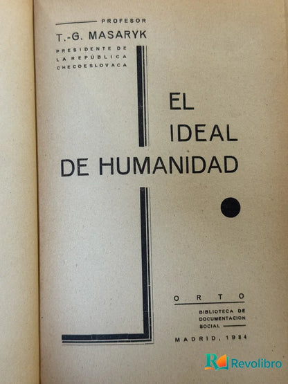 Foto 2 de El Ideal de Humanidad de T.g. Masaryk, libro de segunda mano