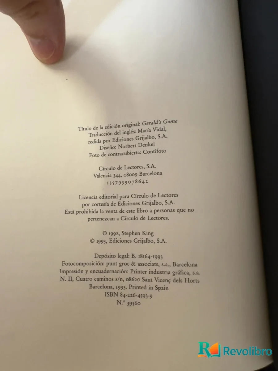 Foto 3 de El juego de Gerald - 1ª edición de Stephen King, libro de segunda mano