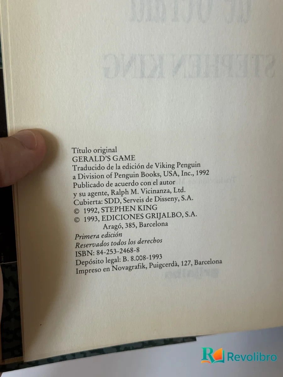 Foto 2 de El juego de Gerald de Stephen King, libro de segunda mano