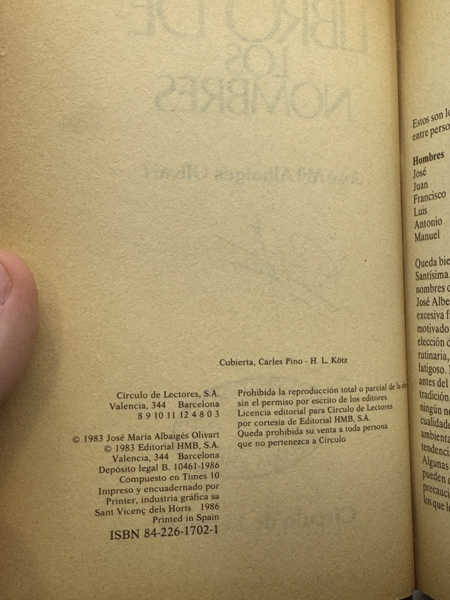 Foto 3 de El libro de los nombres - José María Albaigés Olivart de José María Albaigés Olivart, libro de segunda mano