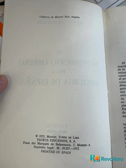 Foto 3 de El movimiento obrero en la historia de España - 1ª edición de Manuel Tuñón de Lara, libro de segunda mano