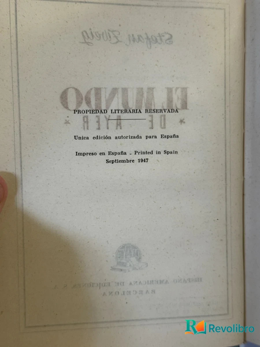 Foto 2 de El Mundo de Ayer de Stefan Zweig, libro de segunda mano